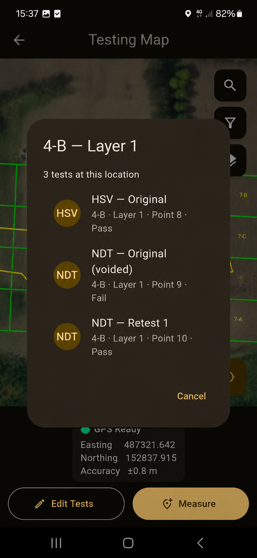 GridInFill Field testing map.